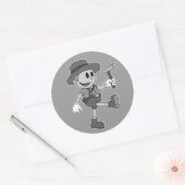 Sticker Rond Géologiste du dessin animé Retro (noir et blanc) (Enveloppe)