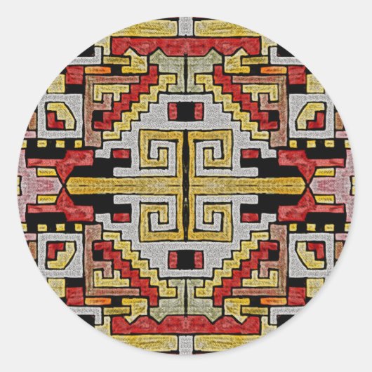 Sticker Rond Géométhorique Tribal/Motif ethnique (Devant)