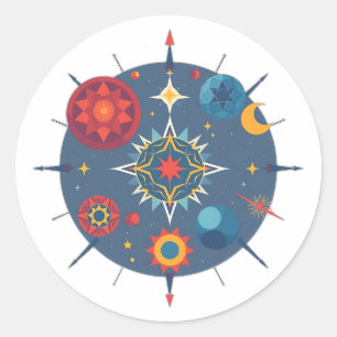 Sticker Rond Géométrie céleste Abstraite
