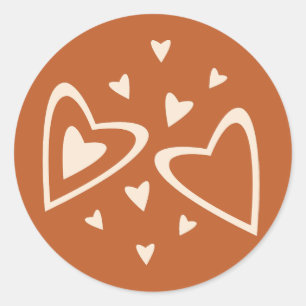 Sticker Rond Géométrie en amour - crème sur ocre rouge - image.