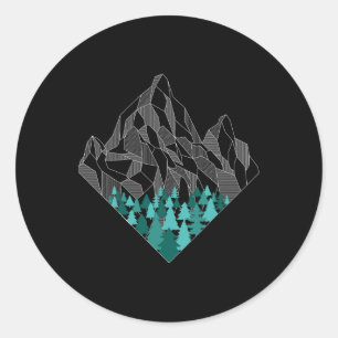 Sticker Rond Géométrie Montagnes Minimales Extérieur Randonnée