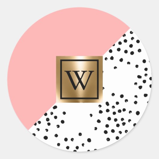 Sticker Rond Géométrie rose et Pois (Devant)