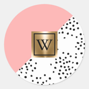 Sticker Rond Géométrie rose et Pois