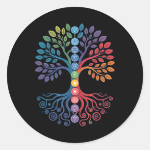 Sticker Rond Géométrie sacrée de l'arbre du mandala du chakra d