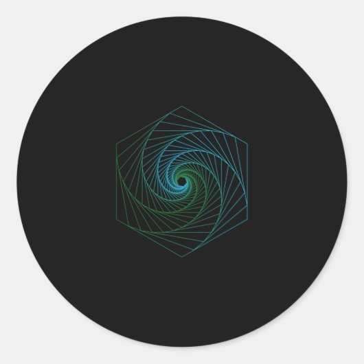 Sticker Rond Géométrie sacrée - LigneArt bleu et vert (Devant)