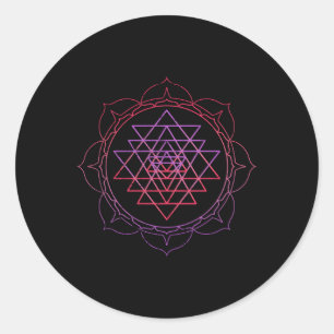 Sticker Rond Géométrie sacrée Sri Yantra Yoga Lotus Dala Psy Go