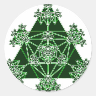 Sticker Rond Géométrie sacrée : Triangles verts :