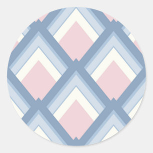 Sticker Rond géométrique Abstraite, bleue, rose et blanc cassé