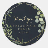 Sticker Rond Géométrique Bleu Vert Merci mariage Faveur (Devant)