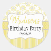 Sticker Rond Géométrique jaune et gris (Devant)