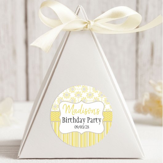 Sticker Rond Géométrique jaune et gris