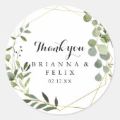 Sticker Rond Géométrique Or Tropical Merci mariage Faveur (Devant)