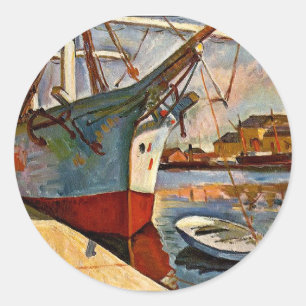 Sticker Rond George Braques, Navire au Havre,