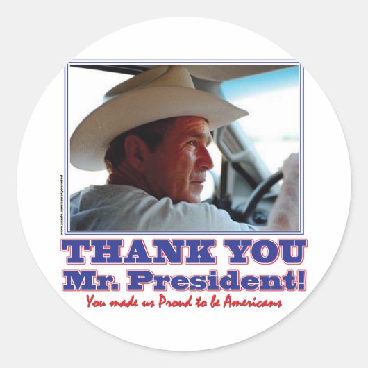 Sticker Rond George Bush/Merci ! (Devant)