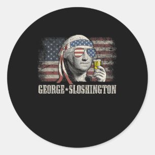 Sticker Rond George Sloshington Washington Drôle 4 Juillet État