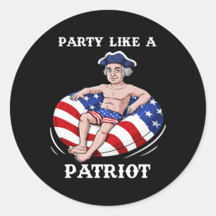 Sticker Rond George Washington 4 juillet USA Patriot Fun