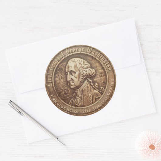 Sticker Rond George Washington Campaign Button (Enveloppe)