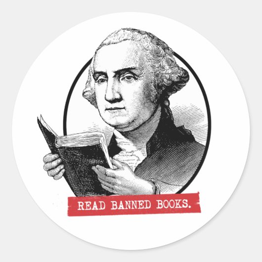 Sticker Rond George Washington Lit Des Livres Interdits (Devant)
