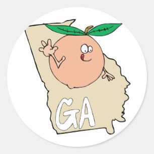 Sticker Rond Georgia GA Cartoon Map avec drôle de pêche sourian