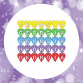 Sticker Rond Georgia Rainbow Hearts Pattern