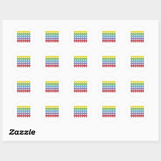 Sticker Rond Georgia Rainbow Hearts Pattern (Feuille)