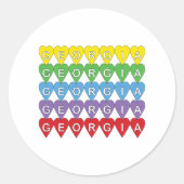 Sticker Rond Georgia Rainbow Hearts Pattern (Devant)
