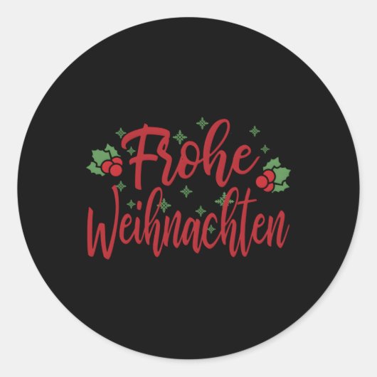 Sticker Rond Ger Ornats Merry Frohe Weihnachten (Devant)