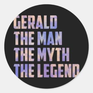 Sticker Rond Gerald the man the myth the legend fathers day
