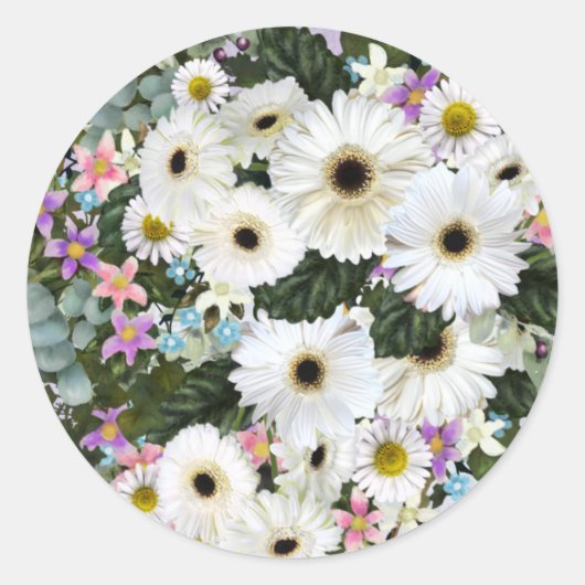 Sticker Rond Gerbera Daisies Mariage de swag (Devant)