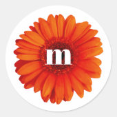 Sticker Rond Gerbera Daisy Monogramme initial (Devant)