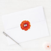 Sticker Rond Gerbera Daisy Monogramme initial (Enveloppe)