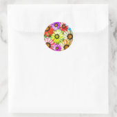 Sticker Rond Gerbera fleurs colorées (Sac)