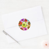 Sticker Rond Gerbera fleurs colorées (Enveloppe)