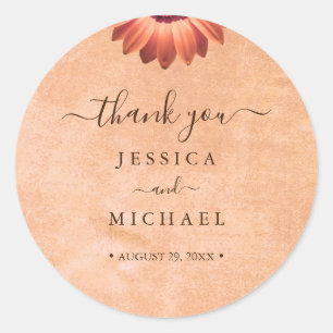 Sticker Rond Gerbera Flower sur Mariage de pêche Abstrait