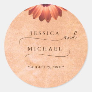 Sticker Rond Gerbera Flower sur Mariage de pêche Abstrait