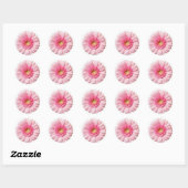 Sticker Rond Gerbera Rose Daisy (Feuille)
