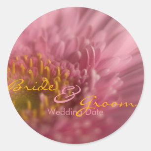 Sticker Rond Gerbera rose ・ Enregistrer l'autocollant de date