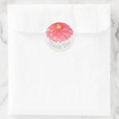 Sticker Rond Gerbera rose Merci blanc (Sac)