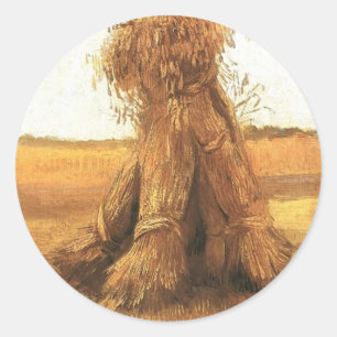 Sticker Rond Gerbes de blé dans un champ, van Gogh