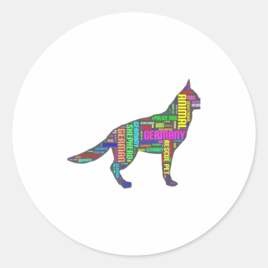 Sticker Rond German Shepherd Cloud Tygraphy (Devant)
