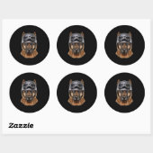Sticker Rond German Shepherd Dog, Biker (Feuille)