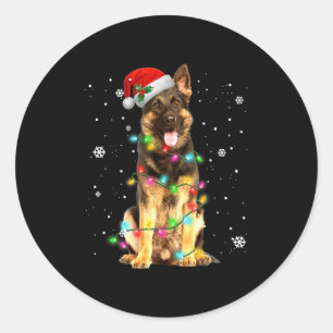 Sticker Rond German Shepherd Dog Tree Christmas Sweater Xmas Do