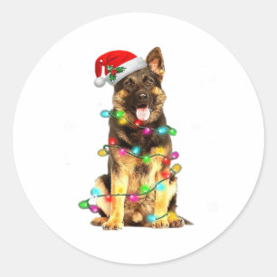 Sticker Rond German Shepherd Dog Tree Christmas Sweater Xmas Do