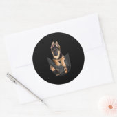 Sticker Rond German Shepherd In Pocket T-shirt Funny Dog Lover (Enveloppe)
