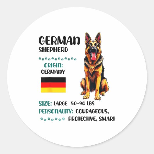 Sticker Rond German Shepherd Origin Funny German Shepherd Lover (Devant)