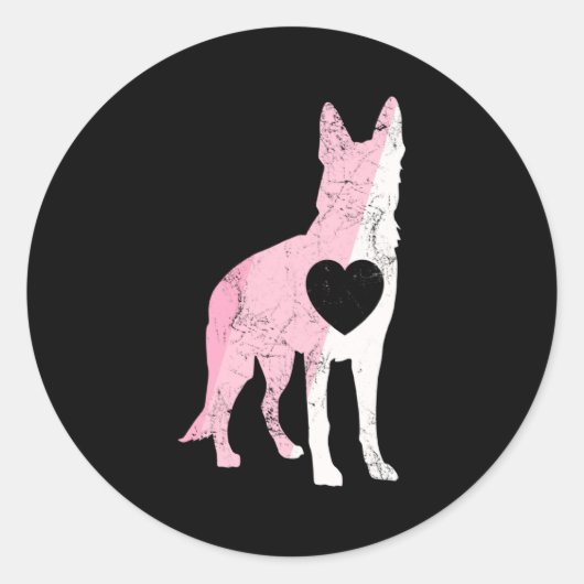 Sticker Rond German Shepherd Valentines Day Cud Love Dog _1  (Devant)