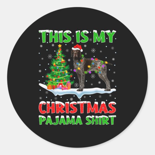 Sticker Rond German Shorthaired Inter Dog This Is My Christmas (Devant)