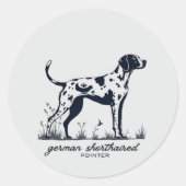 Sticker Rond German Shorthaired Pointer Pointing Silhouette (Devant)