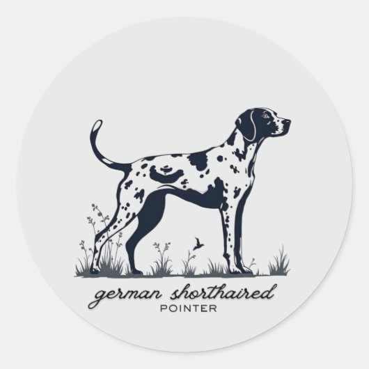 Sticker Rond German Shorthaired Pointer Pointing Silhouette (Devant)