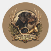 Sticker Rond German Wirehaired Pointer (Devant)